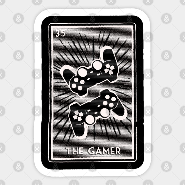 The Gamer, Tarot Card Style Video Game Controller Sticker by elevens.design